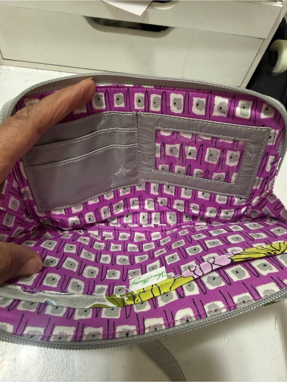 Vera Bradley Floral Quilted Crossbody Belt Bag - Gray with Purple & Green - Picture 10 of 13